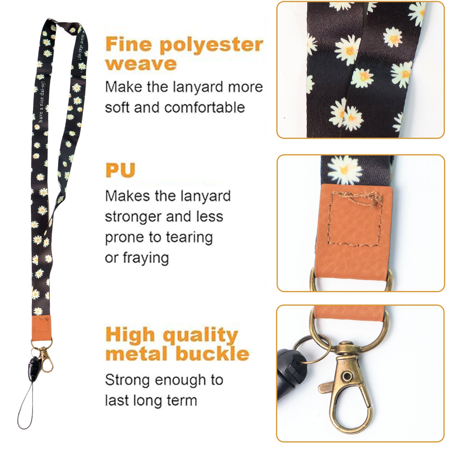 Floral Print Neck Lanyard Strap With Clip Hook  Mobile String (1 Pc) Floral Print Neck Lanyard Strap With Clip Hook  Mobile String (1 Pc)